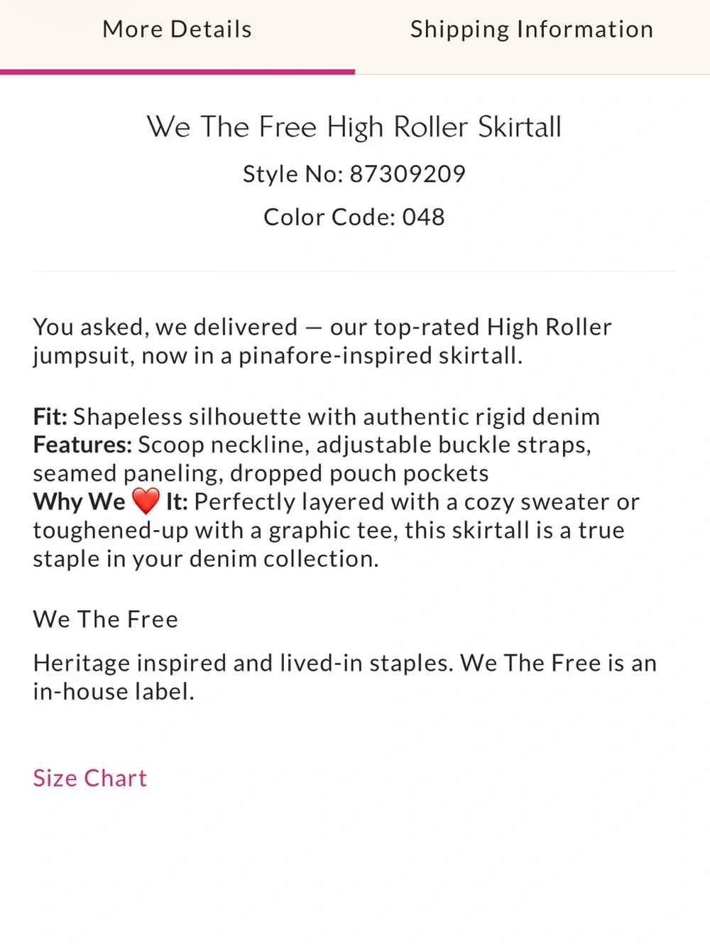 FREE PEOPLE High Roller Denim Dress Skirtall